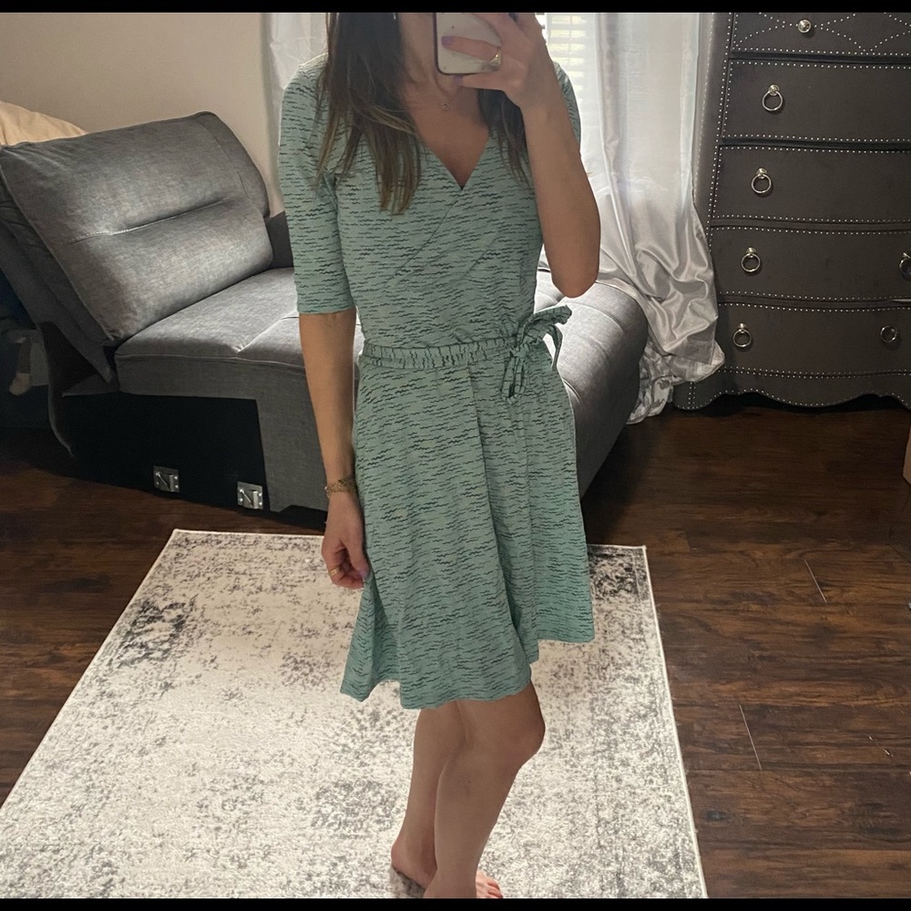 Toad & Co cue wrap cafe dress blue XS